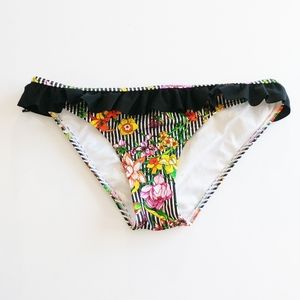 5/$18 MinkPink Striped Floral Ruffle Bikini Bottom